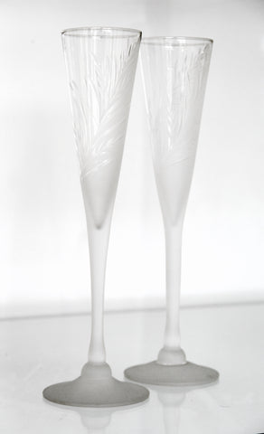 Champagne Flutes Ice Flower