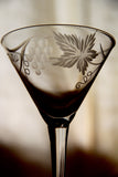 Martini Glass Grape Vine Engraving